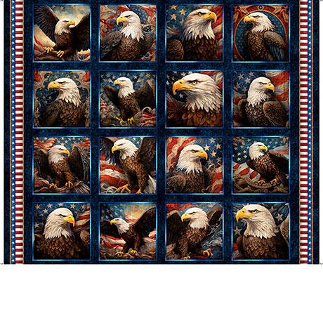 1776-36_Eagle_Picture_Patches_Panel_Dark_Navy_2600-31660-N_Cotton_Fabric