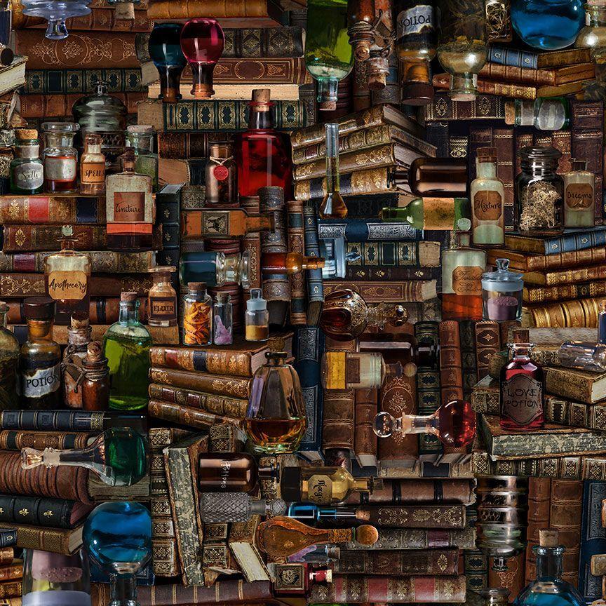 Packed_Magic_Books_Potions-Multi_LIBRARY-CD2530-MULTI_cotton_fabric