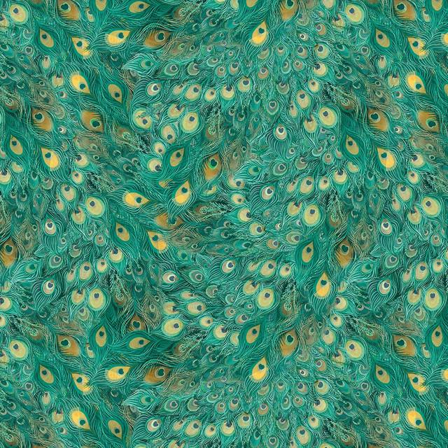 Wild_Garden-Feathers_Teal_W100-011-989_Cotton_Fabric